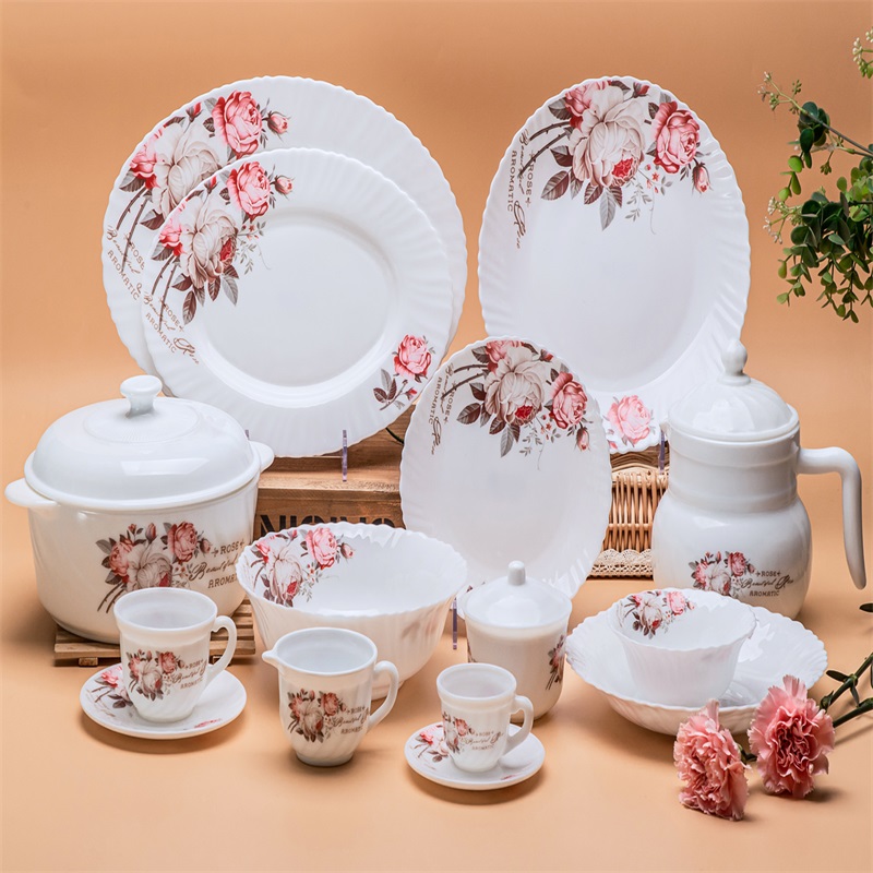 58L &Spinning Dinnerware Set Heat Resistent Opal Glassware