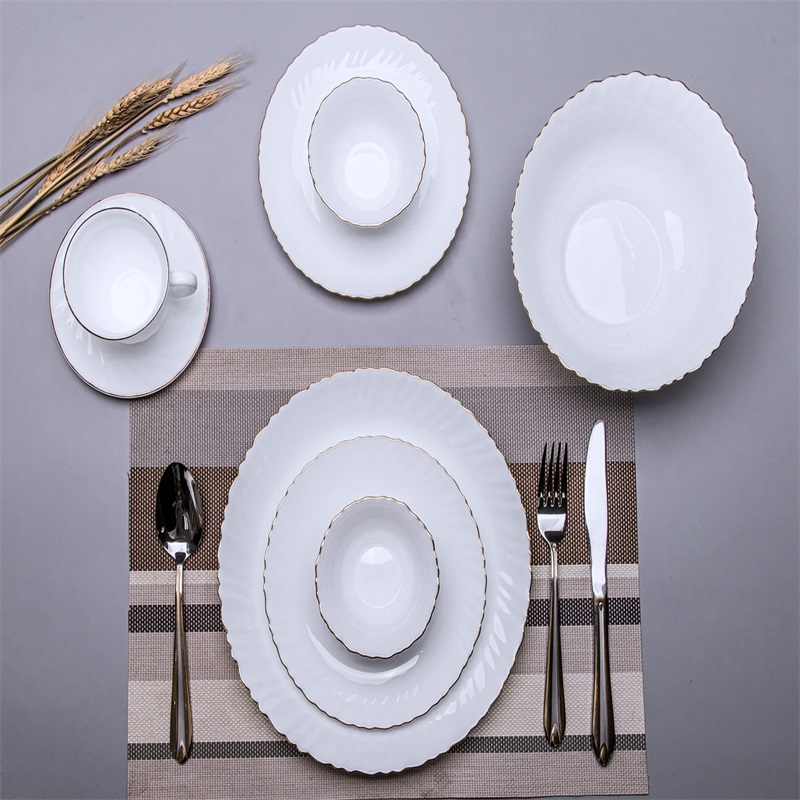 21G &Ateria Set, jossa on kultainen viiva Lämpö Resistentti Opal Glassware
