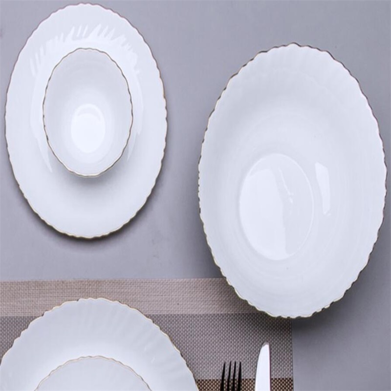 21G &Ateria Set, jossa on kultainen viiva Lämpö Resistentti Opal Glassware