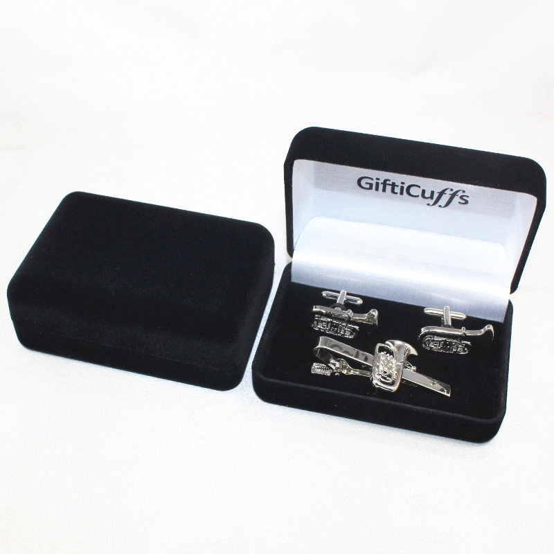 Esine D-26L pyöreä muoto Velvet Box kalvosinnapin, solmion klipin, mm.95*68*36, painot noin 65g