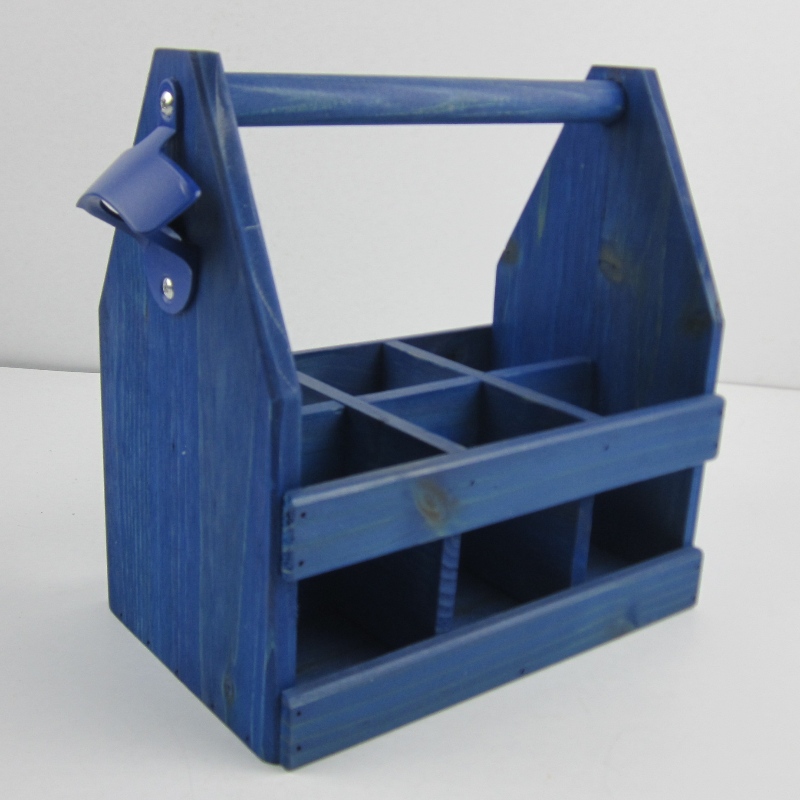 6-Pack Wooden Beer Carrier Beer Bottle Caddy Openerin kanssa