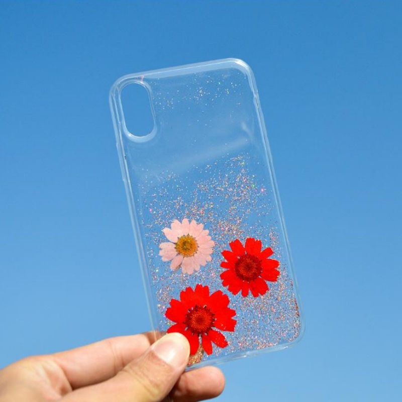 Valmistaja Oma muotiomena iPhoneX erityinen kuiva kukka, joka kohoaa pienen tuoreen kukan pudotuspuhelin koteloon