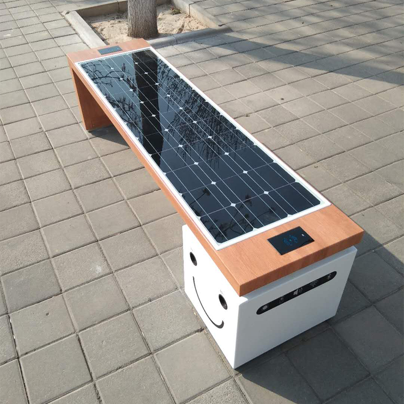 Muotisuunnittelu Musiikkinäyttö Solar Charging Bench WiFi Hotpot Smart Garden Furniture