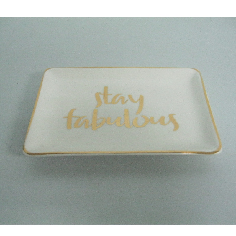 Gold Rimmed Ceramic Food Service Plate Derocotion Plate 4
