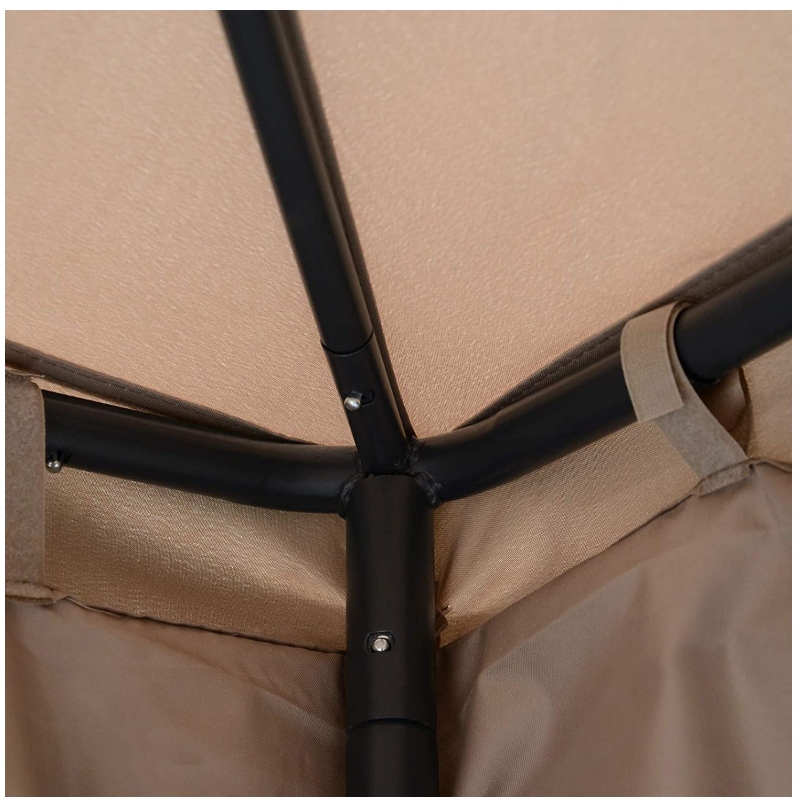 10’ x 10’ Patio Gazebo Pavilion Canopy Tent, 2-Tier Soft Top, Netting Mesh Sidewalls, Taupe