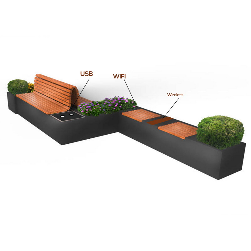 Fasion Design Älykkäät toiminnot Ammattimainen valmistaja Solar Outdoor Smart Bench
