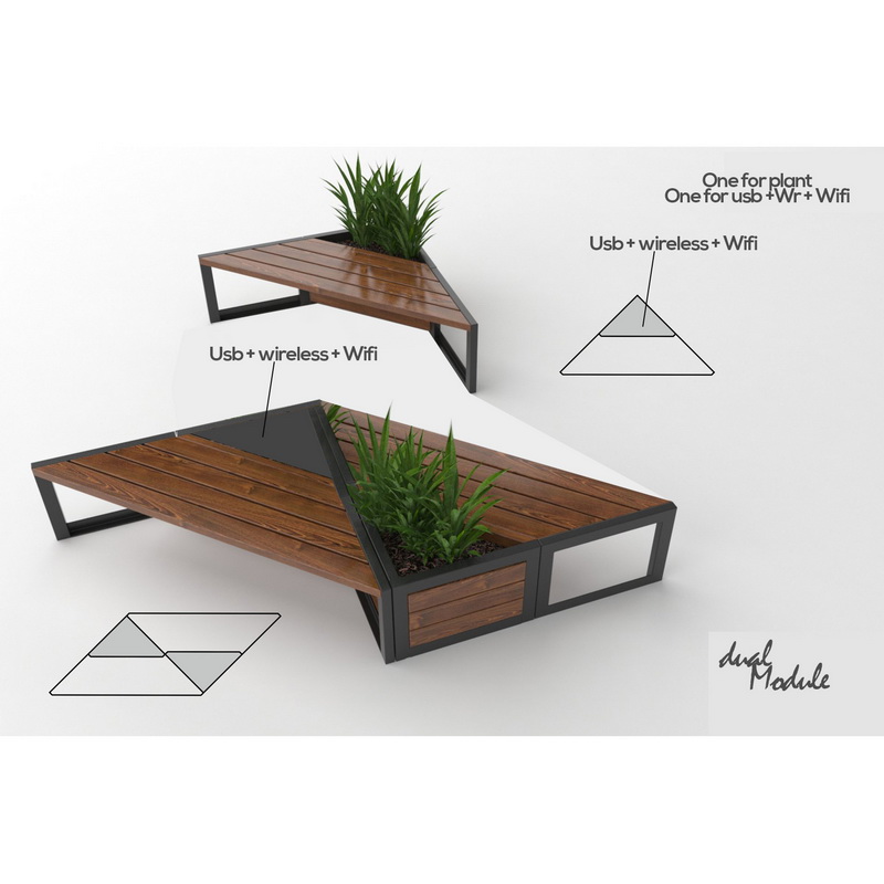 Uusi Design Wireless Charging Smart Solar Garden Furniture Patio Bench for Park