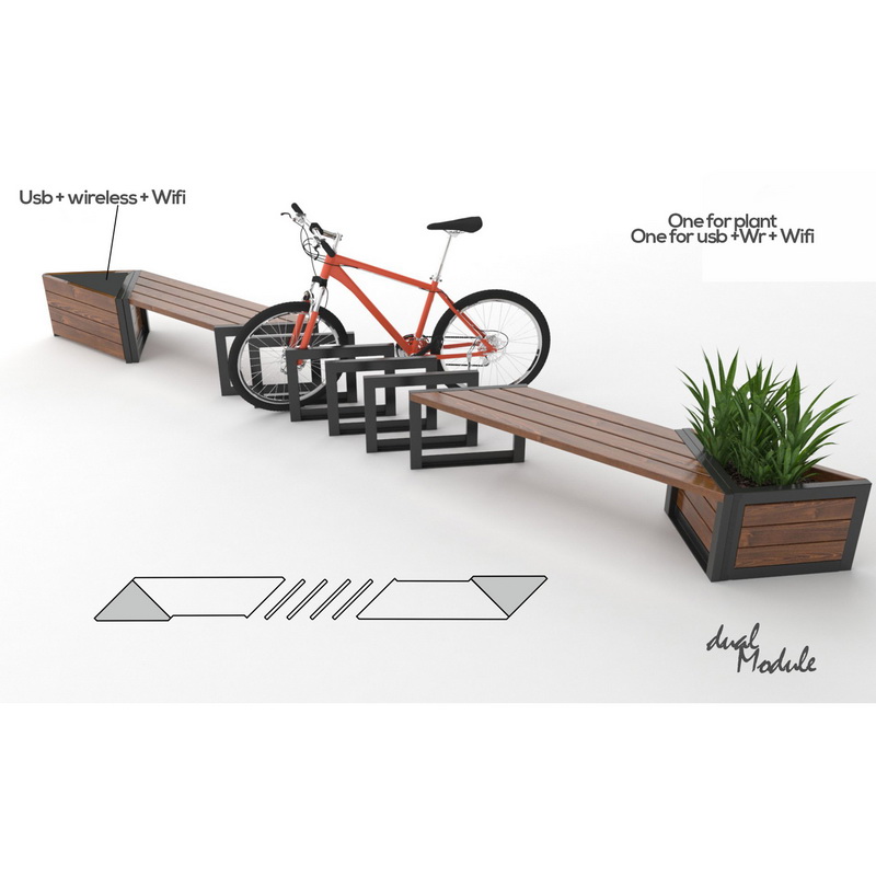 Uusi Design Wireless Charging Smart Solar Garden Furniture Patio Bench for Park