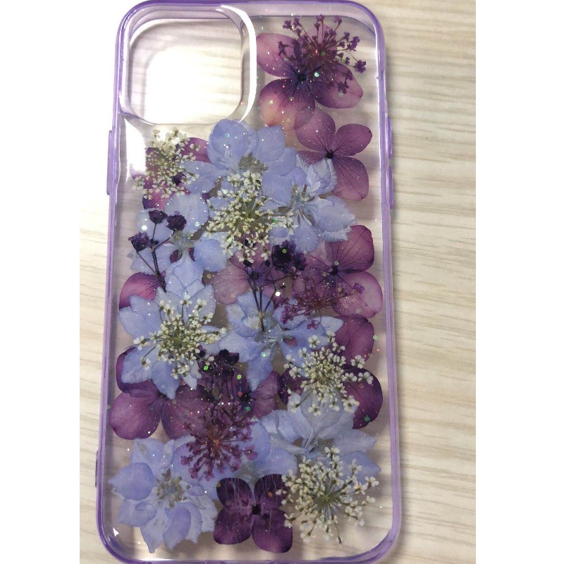 Kuivattu kukka Epoxy Phone Case, Glitter Epoxy Case