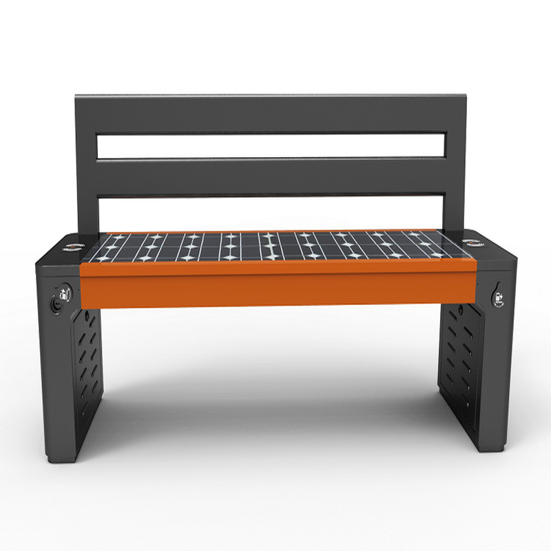 Iso formaatti WPC Puu Galvanized Steel Smart Voice Solar Bench