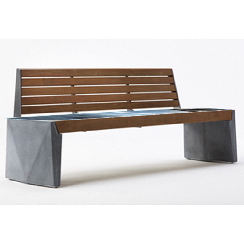 Uusi Design Wood Color High Quality Solar Smart Bench