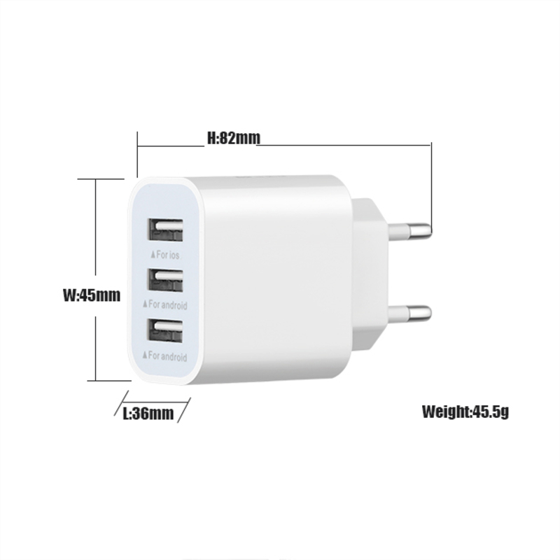 Sähköiset pistokkeet Mobile Phone Fast Charger Universal adapter 3USB matkalaturi kannettava laturi