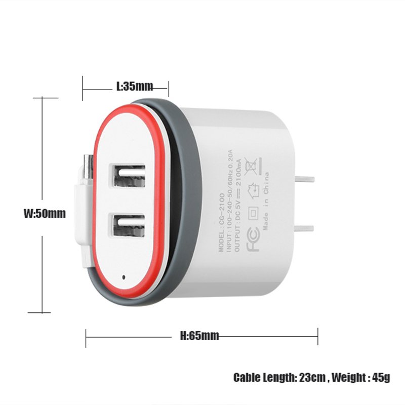OEM-logo Uusimmat matkapuhelimen lisälaitteet Nopea nopea EU-pistoke 5V: n USB-laturi Android-puhelimen monilatauslaitteille, USB-seinälaturi