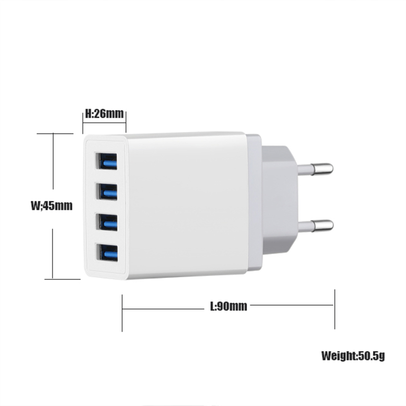 4 porttia USB-seinämatkalaturisovitin Nopea matkapuhelinlaturi moniporttiset USB-laturit