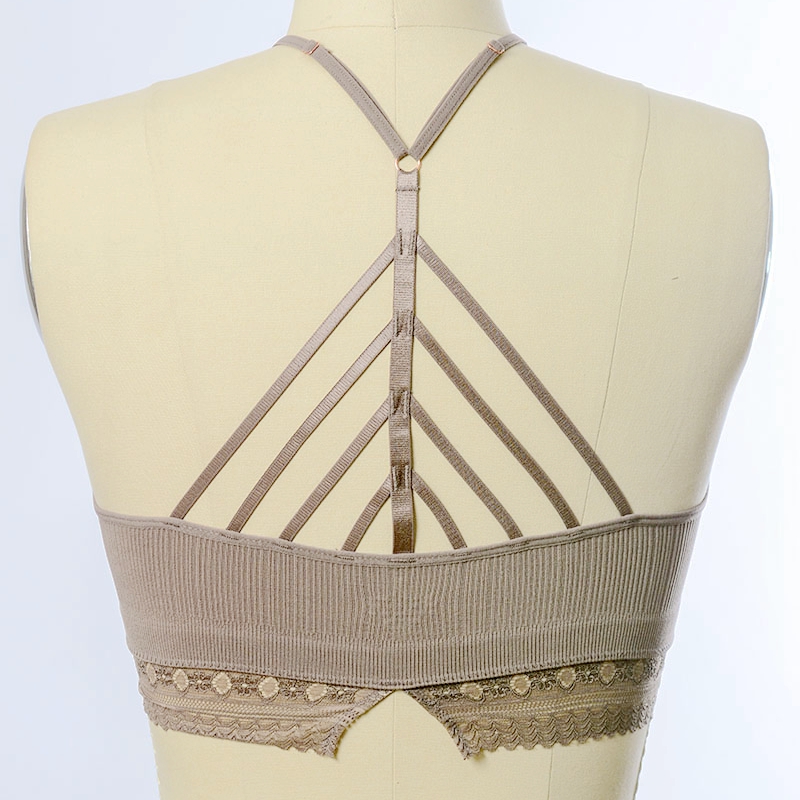 GA-5438 Grace Girl High Neck Virkkaa Lace Trim Bralette Tukkukauppa