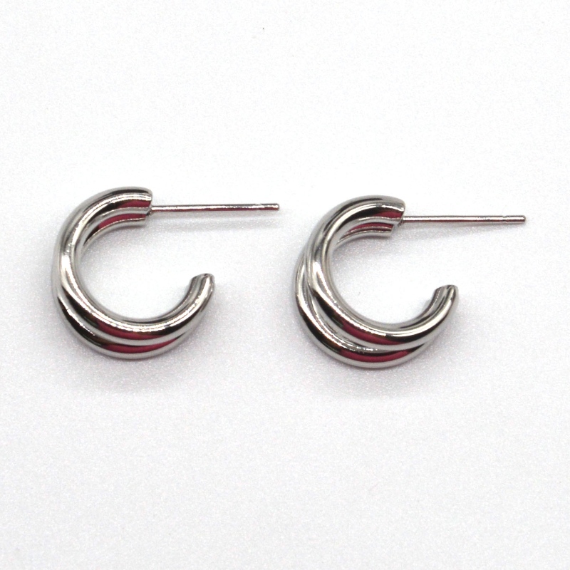 Paksut hopeakehäkorvakorut kaksinkertainen C-rengas retro geometrinen metalli rock punk pyöreä ympyrä roikkuvat korvakorut naisten tyttöjen korvakorut korut Kiina Ruifanbao korujen jalostustehdas