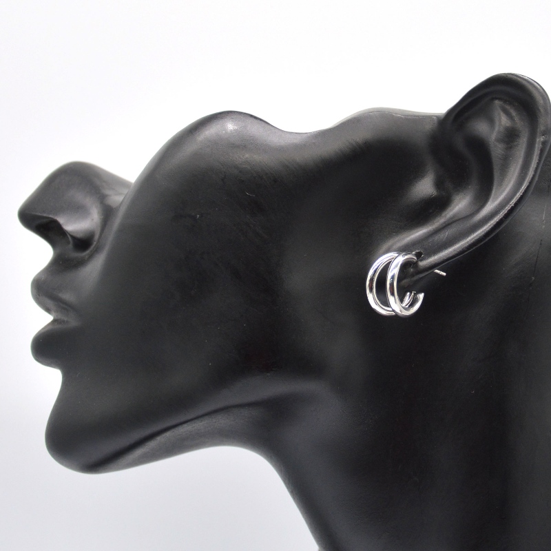 Paksut hopeakehäkorvakorut kaksinkertainen C-rengas retro geometrinen metalli rock punk pyöreä ympyrä roikkuvat korvakorut naisten tyttöjen korvakorut korut Kiina Ruifanbao korujen jalostustehdas