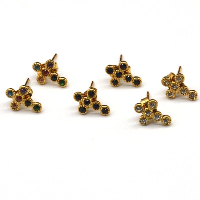 Naisten ristikuutioinen zirkoniumoksidi mini pavé ristikorvakorut Kiina Ruifanbao korujen jalostustehdas