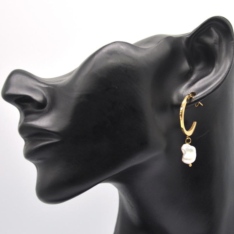 Yksinkertainen jäljitelmä helmi korvakorut kulta C-muotoinen riipus korvakorut naisten pitkät riipus korvakorut korut Kiina Ruifanbao korujen jalostustehdas