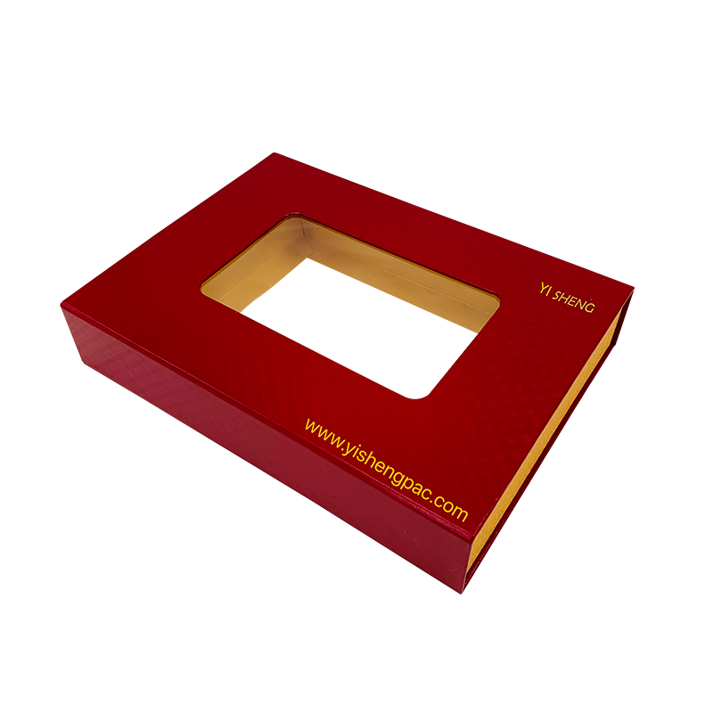 Red Gift Box Foil Imprated Logo PVC- ikkuna