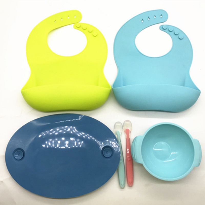 Integroitu silikoni soikea hymiölaatta Silicone Baby Bib lasten hymiö kasvolevy