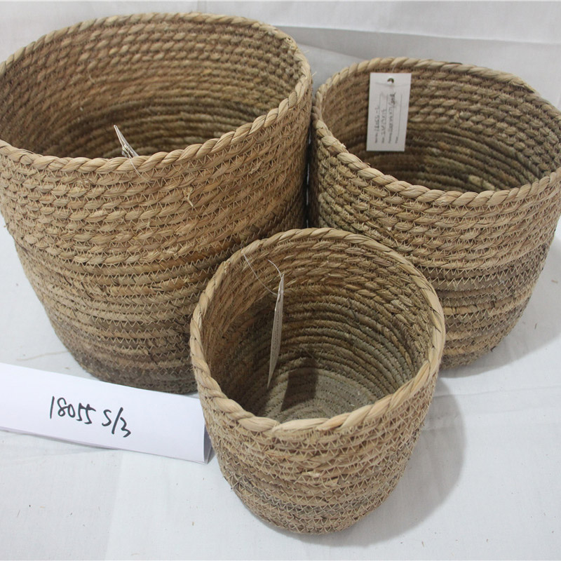 tukku Sea Grass kuivatut meriheinämateriaalituotteet kudotut Laundry Hamper -varastokori kahvalla