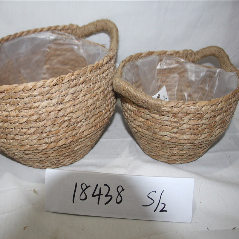 tukku Sea Grass kuivatut meriheinämateriaalituotteet kudotut Laundry Hamper -varastokori kahvalla