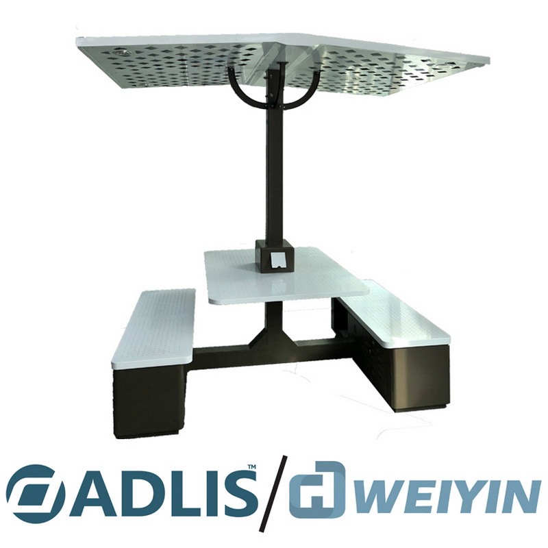 LED-himmennysvalot Ihmisen kehon induktiopuhelimen lataaminen älykkäällä penkillä aurinkoenergialla