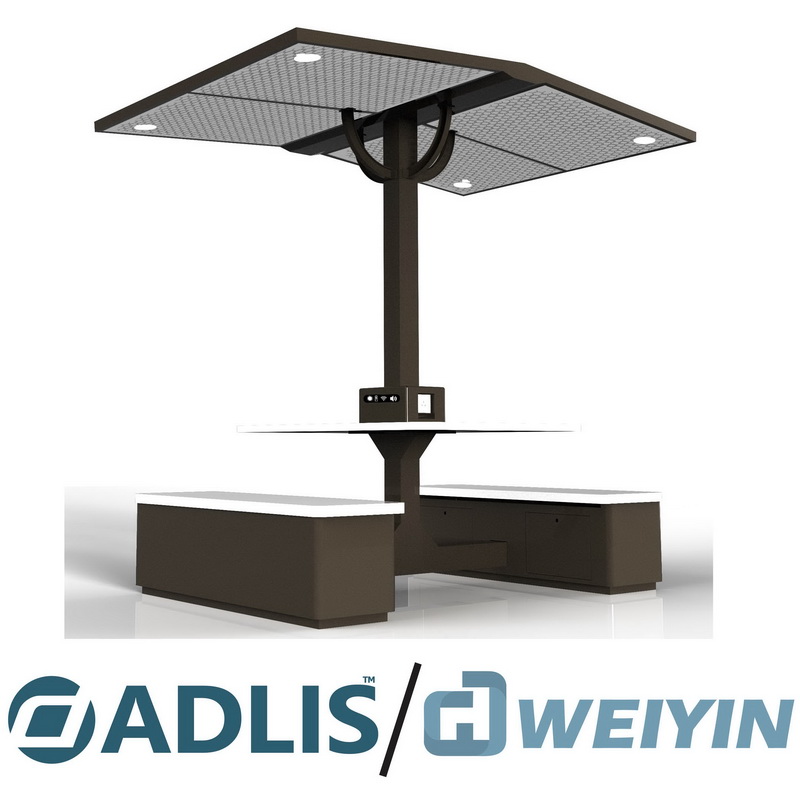 LED-himmennysvalot Ihmisen kehon induktiopuhelimen lataaminen älykkäällä penkillä aurinkoenergialla