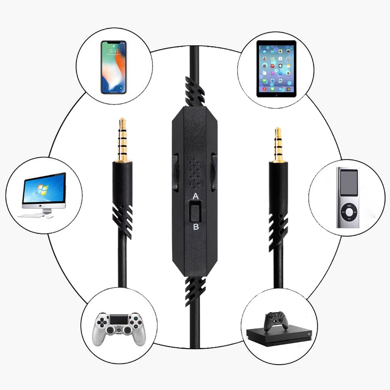 Kuuloke 3.5 uros-uros-audiokaapeli Videokaapeli MIC-äänenvoimakkuussäätimellä