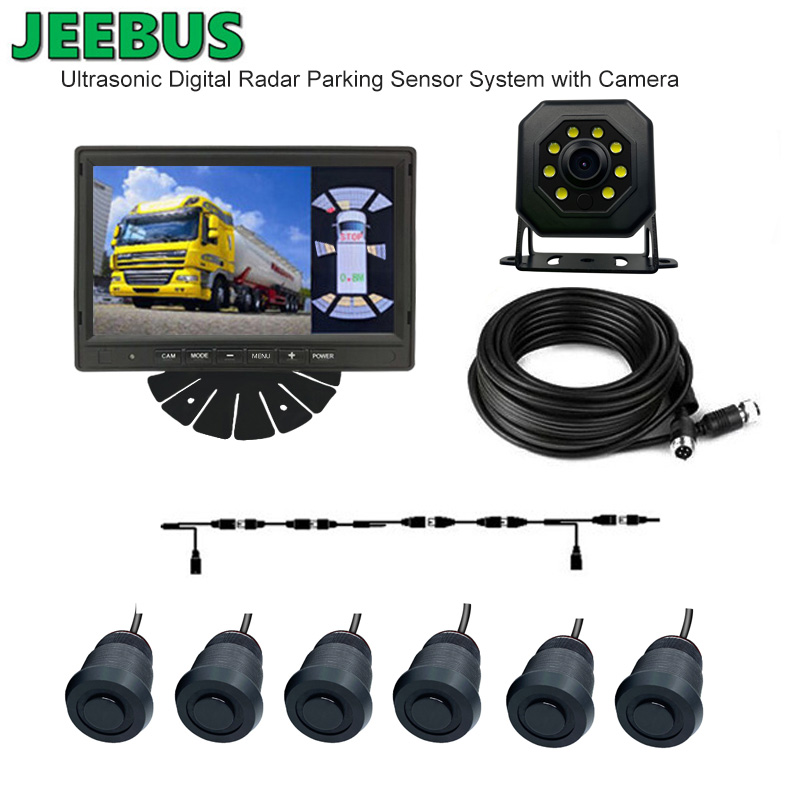 Ultrasonic Digital Visual Radar Parking Sensor Monitor System with Reverse Camera for Bus Coach