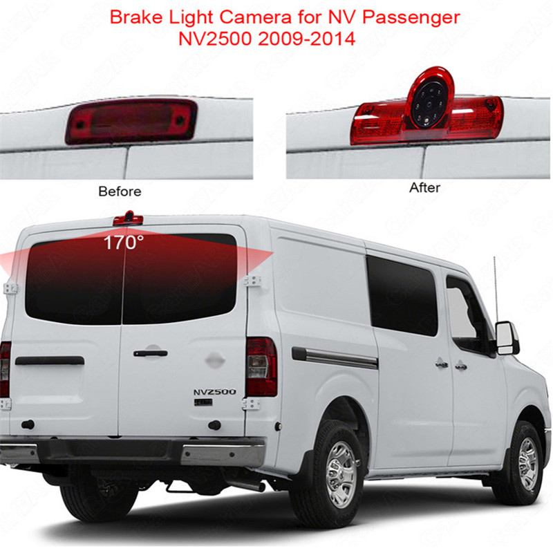 Auto HD Night Vision Pysäköinti Käänteinen varmuuskopiointi Auto Video Brake Light Camera for Nissan Matkustaja NV 1500 2500 3500 Cargo Van 2009-2016