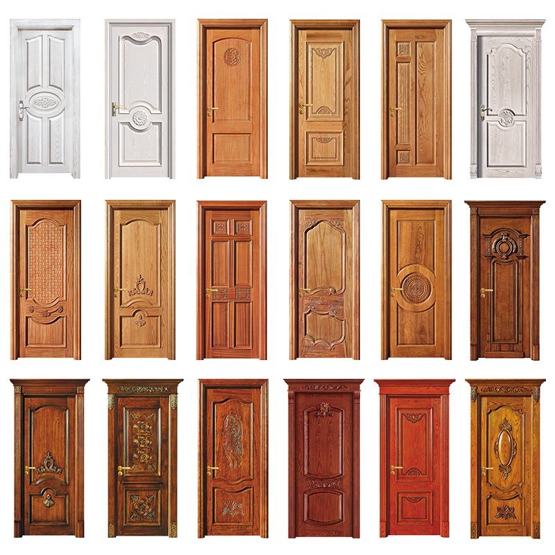 Cheap High Quality Teak Door Model Wood with Glass Interior Solid Wood Doors Customited Interior Room Style Pu Painting valmis 100% Puuovet Kiinteä Puu Ovet Puu Uudet Puiset Ovet Suunnittelu Sisäinen sisääntulo Puu Puu