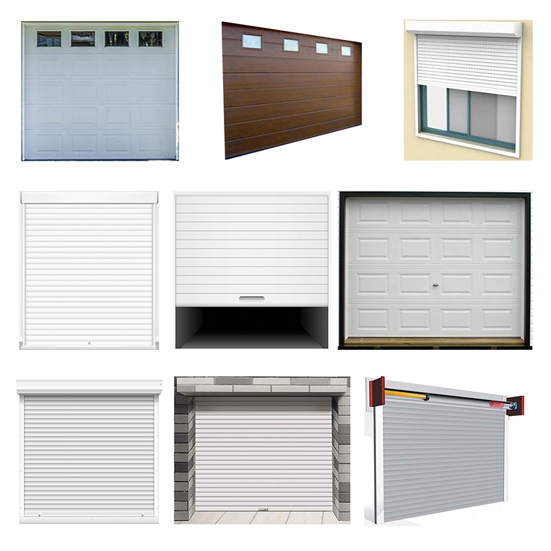 Kuuma myynti 5-paneeli Exterior Overhead Black Alluminum Garage Door Multiconal Steel Sectional Wood Grain Doors Insulated Garage Door Professional with Pu Guardian Over Tempered Glass Garage