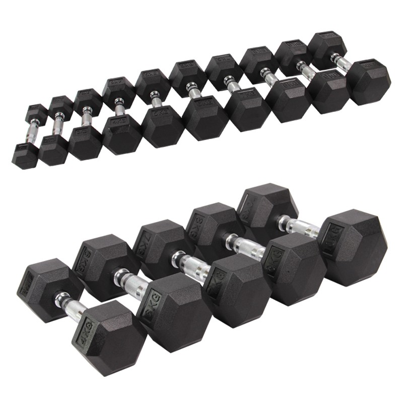 Kannattava ostaa urheilutuotteita, joissa on kuusikulmaiset dubbellit Fitness Equipment Rubber Dumbolls Body Building Dubbells for Sale