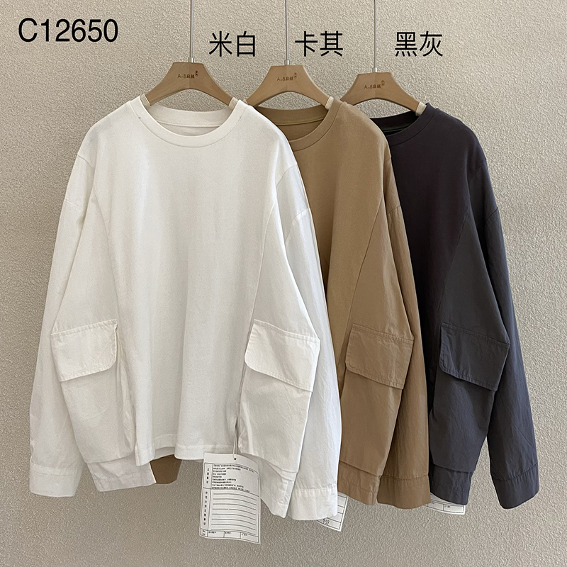 Rentoutunut muotoilu Minimalist Round Collar tyyli Sekoitettu hiha tyylinen Satunnainen Kiinteä väri puuvilla ja liina liioiteltu mukautettu 12650 T-paita