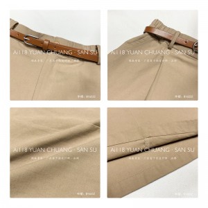 Väljä malli Minimalistinen suora tyyli rento yksivärinen puuvilla ja pellava ylisuuri mukautettu midihame 16532