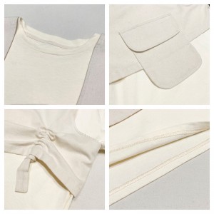 Löysä malli Minimalistinen pyöreä kaulus tyyli ommeltu hihatyyli Rento Yksivärinen puuvilla ja pellava ylimitoitetut mittatilaus 19527 T-paidat + liivit