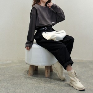 Rentoutunut muotoilu Minimalist Round Collar style Sekoitettu hiha tyyli Satunnainen Kiinteä väri puuvilla ja liina ylisuuri tilaus 12621 Hikispaidat