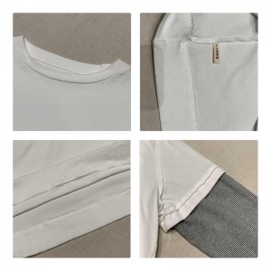 Rentoutunut muotoilu Minimalist Round Collar style Sekoitettu hiha tyylinen Satunnainen Kiinteä väri puuvilla ja liina ylisuuri tilaustyönä 12700 Hikispaidat