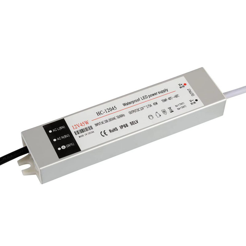 12V 3.75A 45W Vedenkestävä LED-virransyöttö dc-muuntimen moduuliin