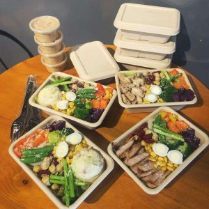 Suorakulmio ympäristöystävälliset biohajoavat elintarvikepakkaussäiliöt kertakäyttöinen kertakäyttöinen astia