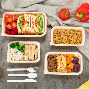 Suorakulmio ympäristöystävälliset biohajoavat elintarvikepakkaussäiliöt kertakäyttöinen kertakäyttöinen astia