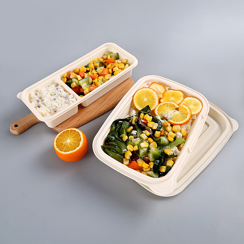 Ympäristöystävällinen BPA-vapaa kertakäyttöinen bento-lounasrasian takeaway-pakkauslaatikko biohajoava ruoka-astia
