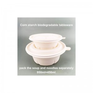 Ekoystävälliset biologisesti hajoavat elintarvikepakkauskontit, jotka otetaan kertakäyttöisestä maissitärkkelyksestä