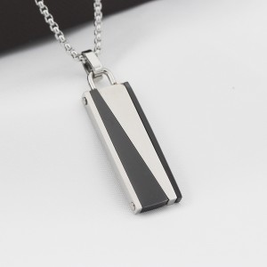 Mens Womens Jewellery Stainless Steel Pendant Two-tone Black Plated Necklace Chain