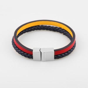 Muoti nahka korut aitoa nahkaa rannekoru Muti-Layer punottu nahka rannerengas ruostumatonta terästä