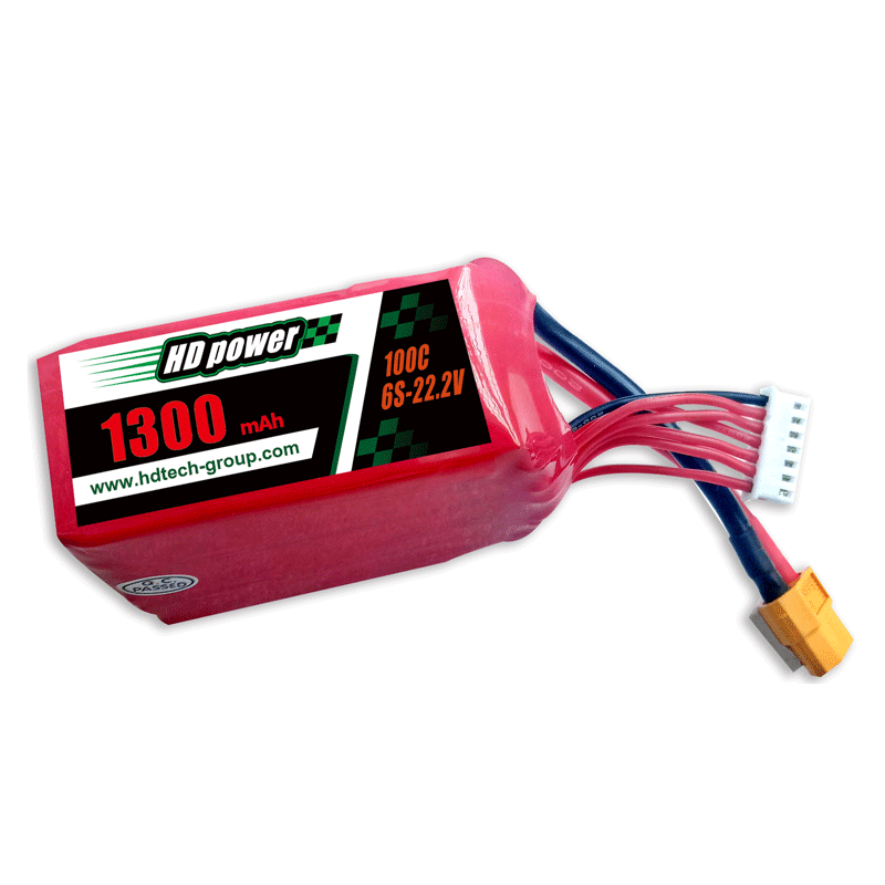 HD POWER 1300mAh 100C 6S 22.2V FPV lipo -akku