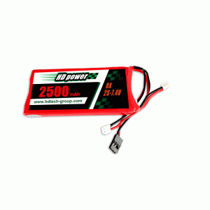 HD POWER 2500mAh 3C 2S 7.4V LiPO -akku vastaanottimelle ja lähettimelle