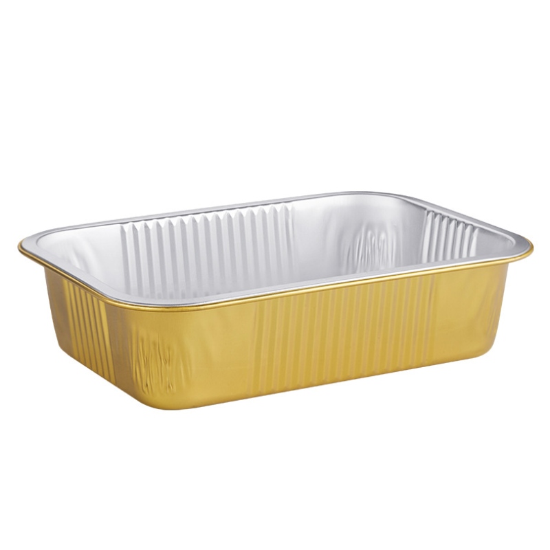 Lämmitettävä elintarvikepakkauslaatikko, kultainen lämmön säilyttäminen, lounasrasia, kierrätettävä takeaway-alumiinifolio-astia